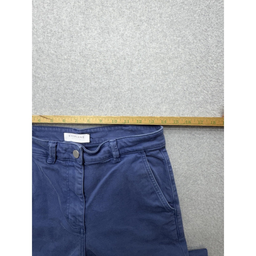 Everlane Pants Womens 2 Blue Wide Leg Cropped Twill Chino Stretch Pockets Casual - Picture 5 of 9